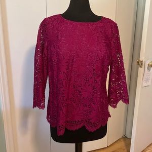 Lace top -lined bodice-single button closure at neck.